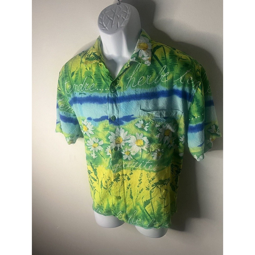 Jams World Hawaiian Shirt Vintage Boxy Fit Tagged Large Fits S/M Flowers RARE